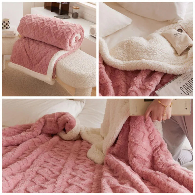 Afralia™ Cozy Jacquard Coral Fleece Blanket