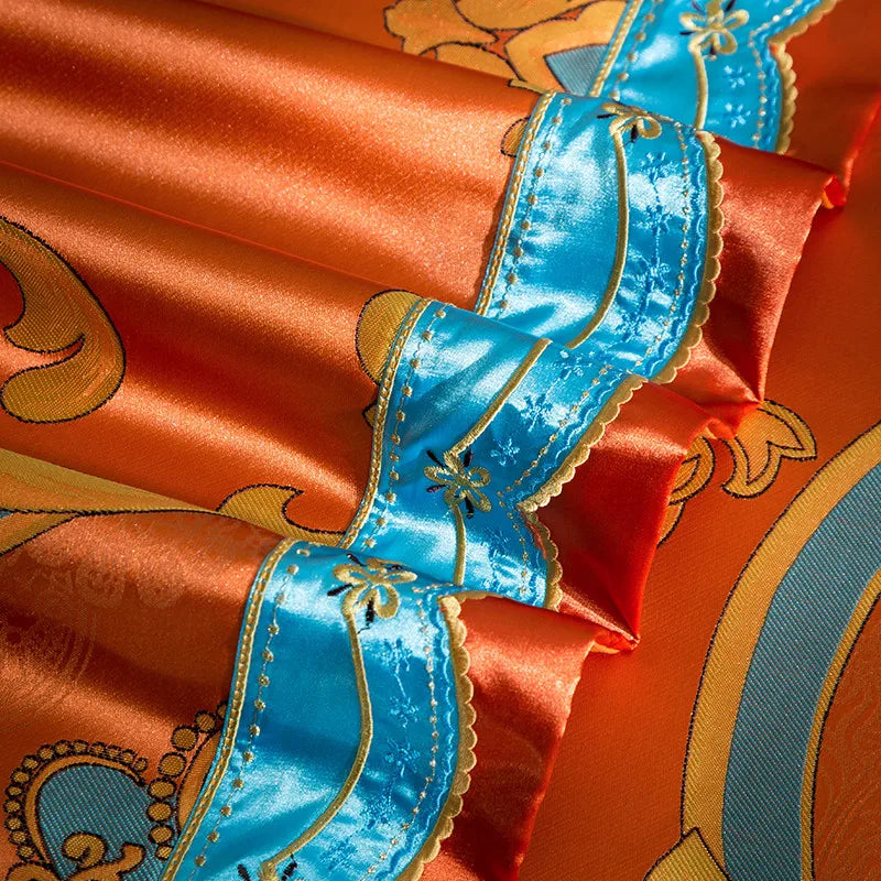 Afralia™ 200S Embroidery Cotton Bedding Set: Queen King Linens with Duvet, Sheet, Pillowcase