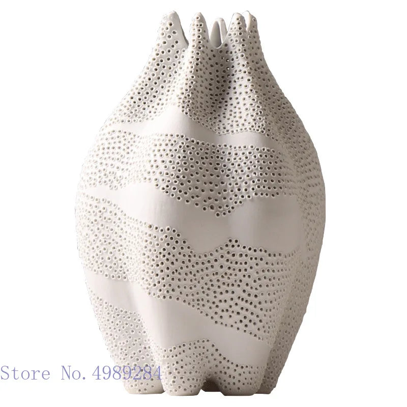 Afralia™ Dot Pattern Ceramic Vase: Handmade Abstract Geometric Home Decoration
