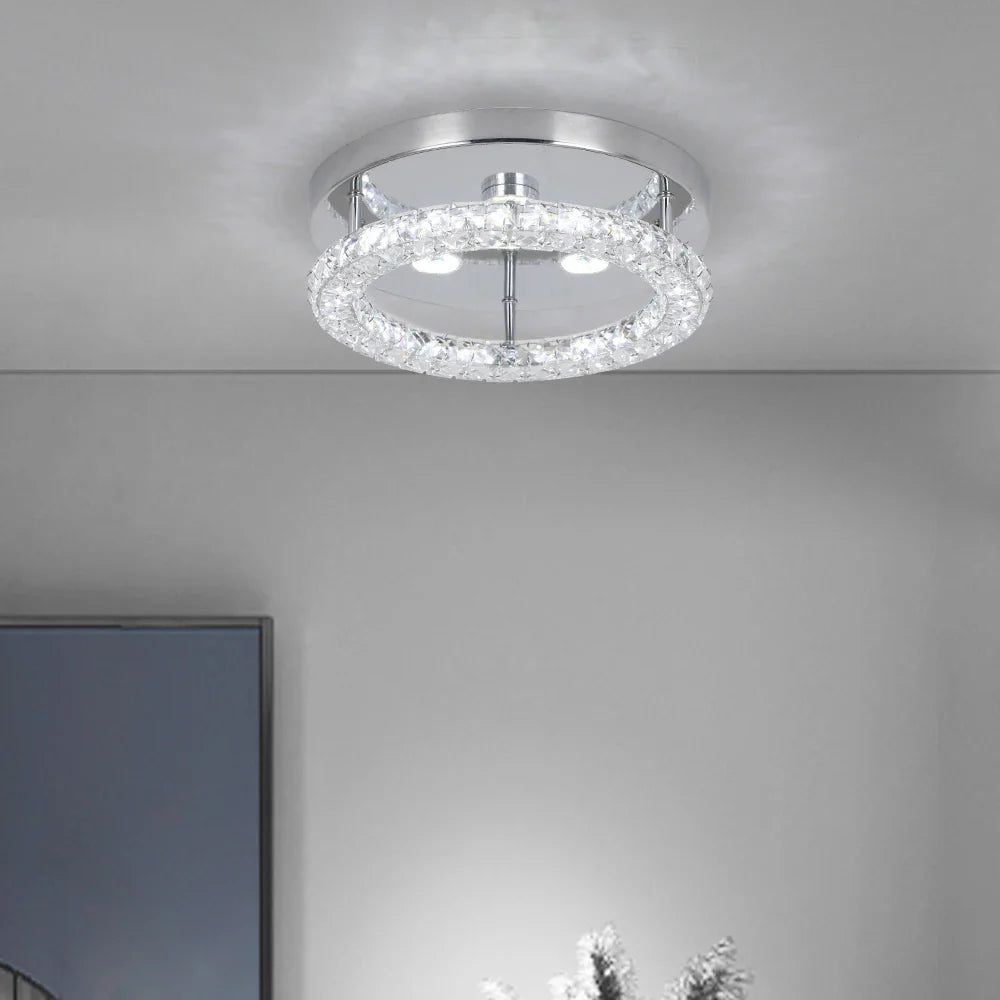 Afralia™ Crystal LED Flush Mount Ceiling Light for Kitchen Hallway - Modern Chandelier Fixture