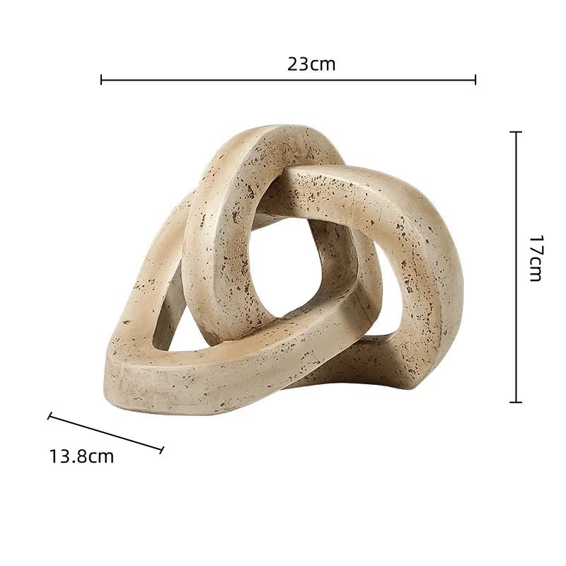 Afralia™ Geometric Interlocking Loop Knot Resin Art Ring Figurine