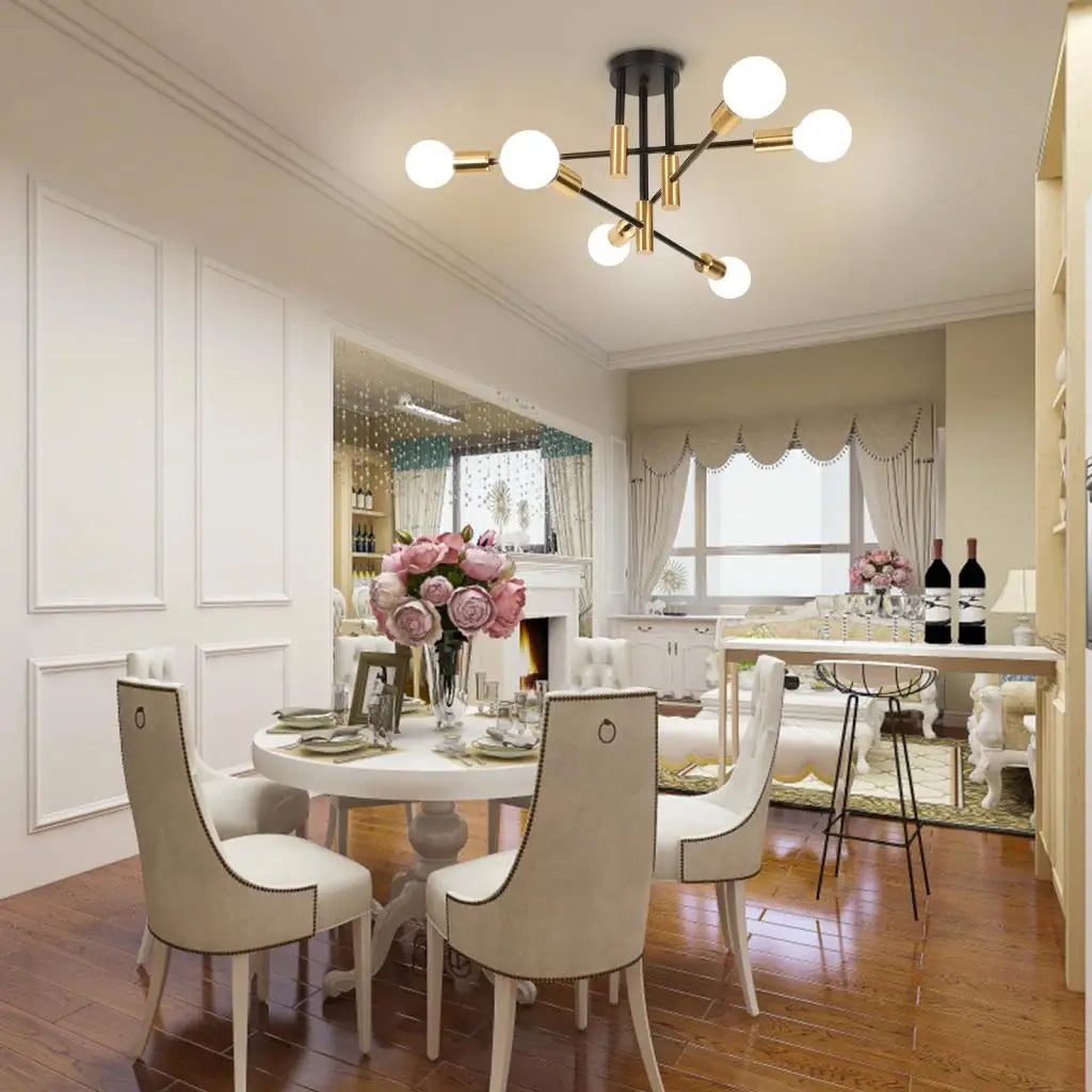 Afralia™ Nordic Minimalist LED Ceiling Chandelier Black Gold for Living Rooms Bedrooms