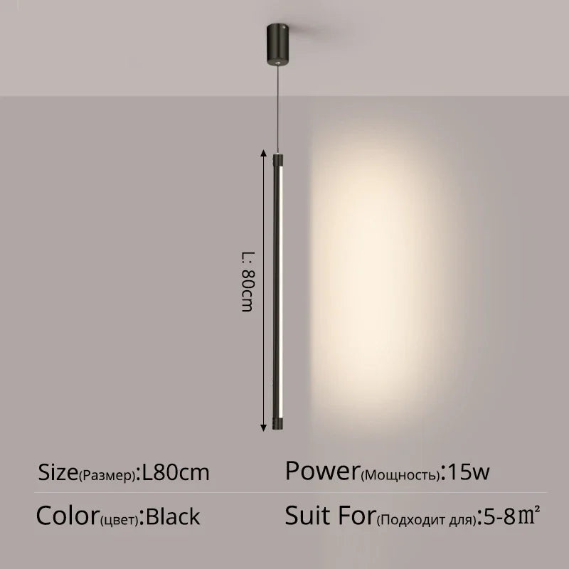 Afralia™ Black Nordic LED Tube Pendant Light for Bedroom Restaurant Kitchen Dining Room