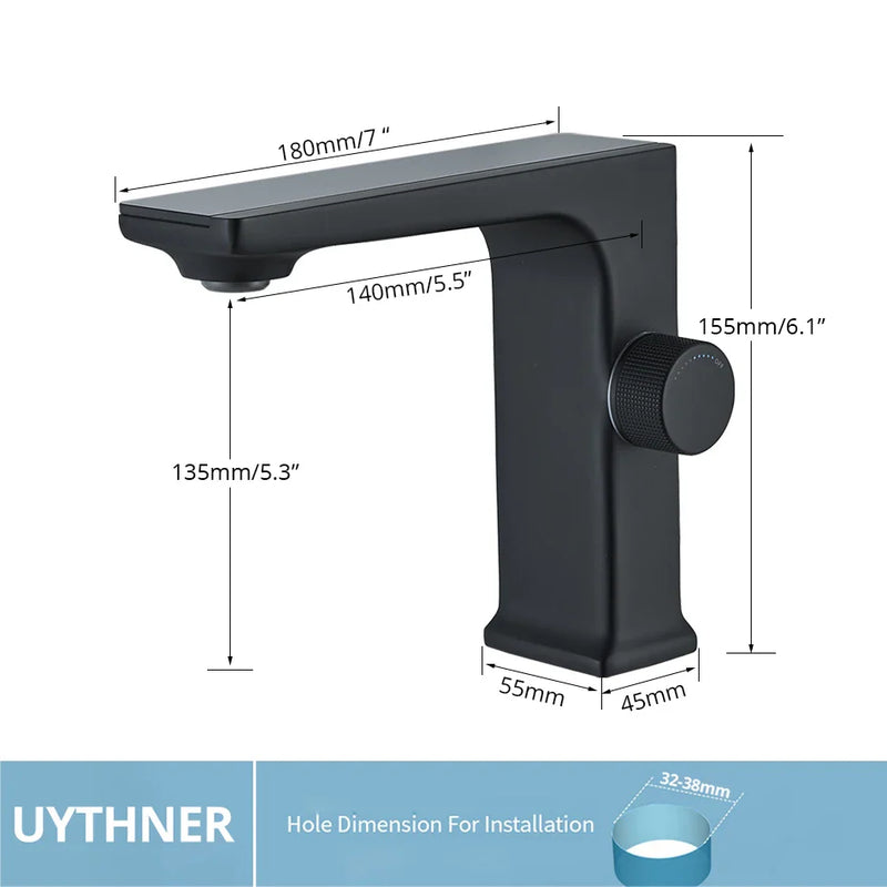 Afralia™ LCD Digital Basin Faucet Brass Mixer Tap Hot Cold Deck Mounted Display