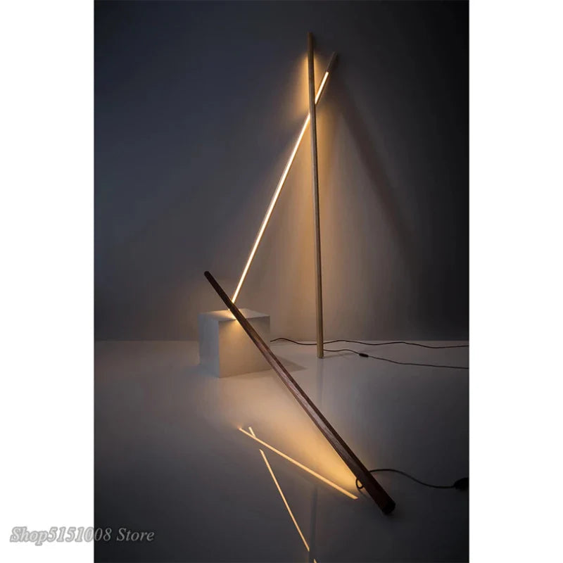 Afralia™ Luxury Walnut Wood Floor Lamp: Minimalist Nordic LED Standing Light