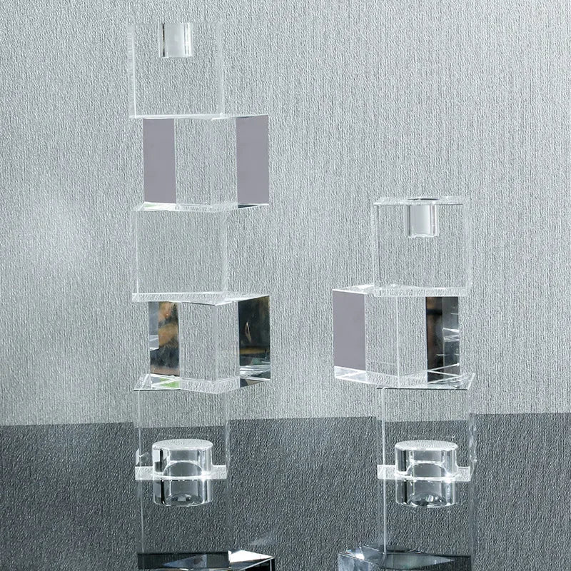 Afralia™ Geometric Crystal Glass Candle Holder - Home Decor Accent