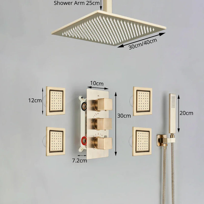 Afralia™ Thermostatic Shower Faucet with Big Rainfall Shower Head and Massage System