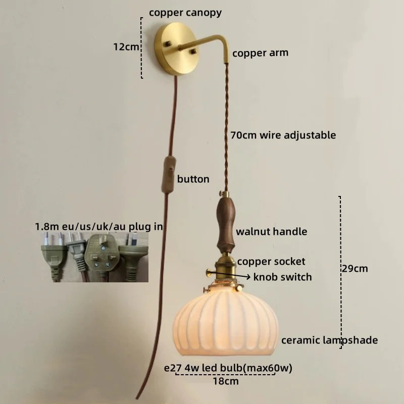 Afralia™ Copper Ceramic LED Wall Lamps - Nordic Modern Design