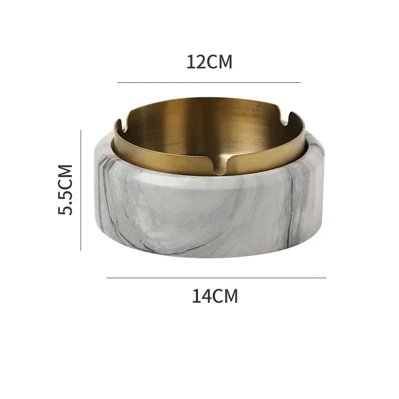 Afralia™ Gold Plated Marble Texture Ashtray - Smoking Accessories Weed Tray
