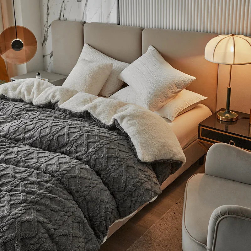 Afralia™ Dual Use Cashmere Duvet Cover: Winter Warm Plush Blanket with Double-sided Fleece