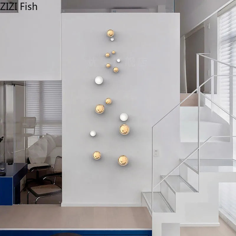 Afralia™ Gold Ball Wall Hanging Ornaments Spherical Crafts Room Decor Display Pendants