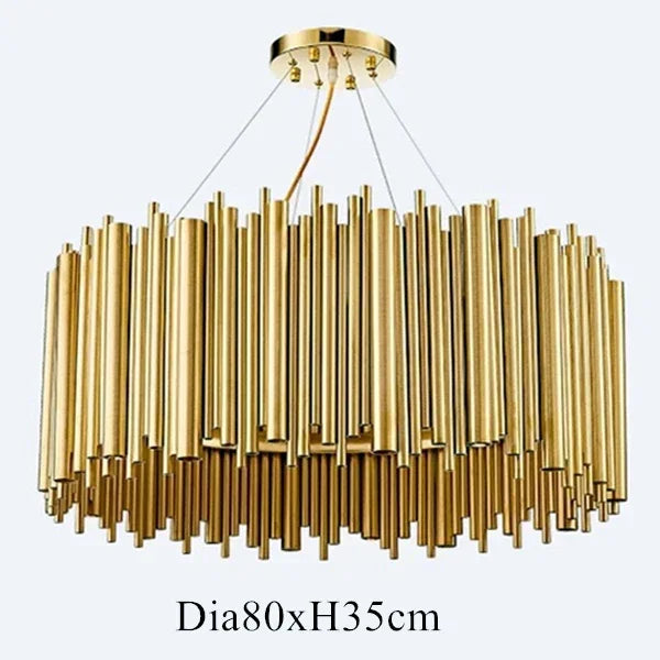 Afralia™ Gold Brubeck LED Chandelier Pendant Light - Stylish Aluminum Alloy Tube Suspension Luminaire