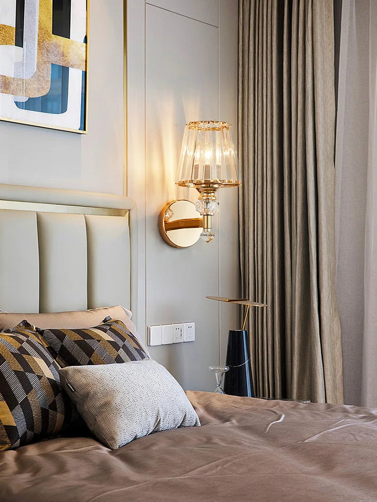 Afralia™ Crystal Wall Lamp: Modern Simple Luxury for Bedroom Staircase Living Room TV Background