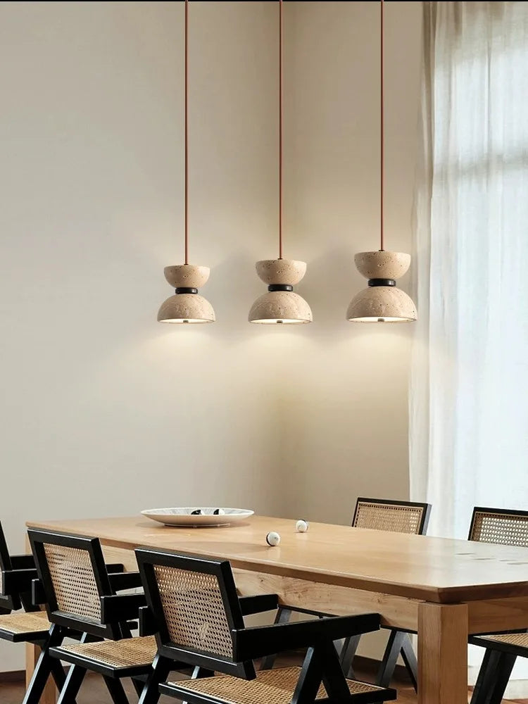 Afralia™ Stone Long Line LED Pendant Chandelier for Bedroom and Dining Room