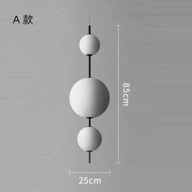 Afralia™ Glass Ball Chandelier Pendant Lamp for Kitchen Island, Designer Vertical Hanging Light