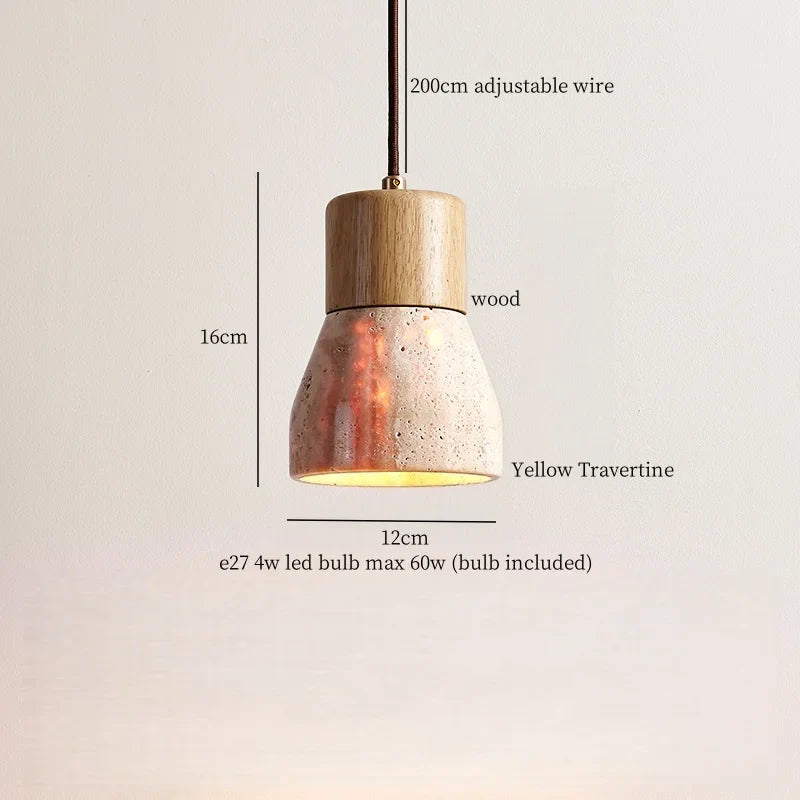 Afralia™ LED Hanging Lamps Yellow Travertine Pendant Lighting for Bedroom Living Dining Room
