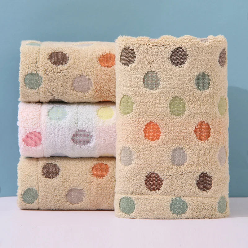 Afralia™ Dot Face Towel Set - 100% Cotton, 35*75, Cute and High Quality