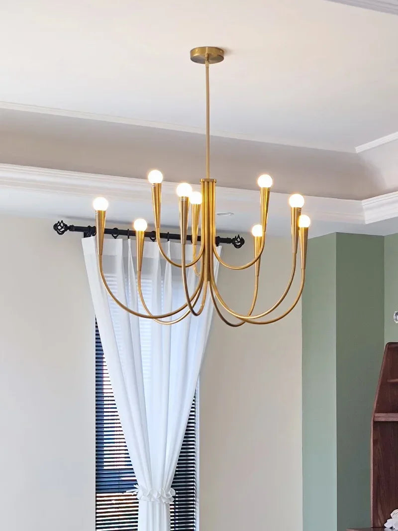 Afralia™ Brass Chandelier: Stylish Pendant Lights for Dining Room, Living Room, Kitchen Island & Bedroom