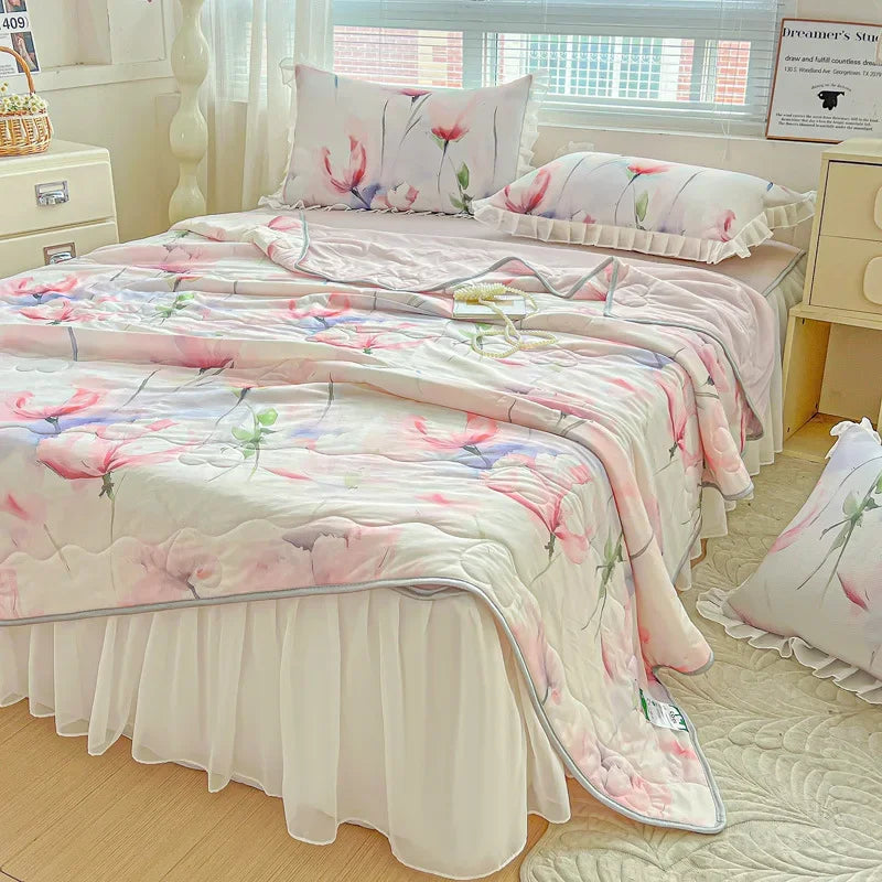 Afralia™ Floral Summer Cooling Quilt for Double Single Bed - Soft & Breathable