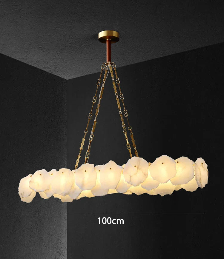 Afralia™ White Marble Copper Pendant Light Modern Chandelier for Dining Room