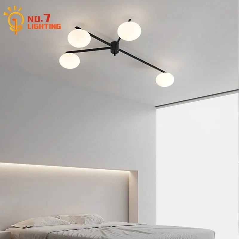 Afralia™ Black/Gold Lustre Copper Ceiling LED Modern Light Fixture for Living Room/Kitchen/Balcony