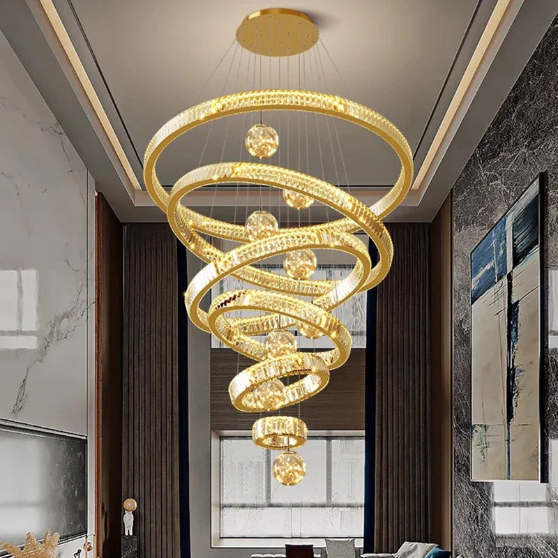 Afralia™ Crystal Chandelier: Modern Living Room Pendant Lamp for Elegant Interior Lighting