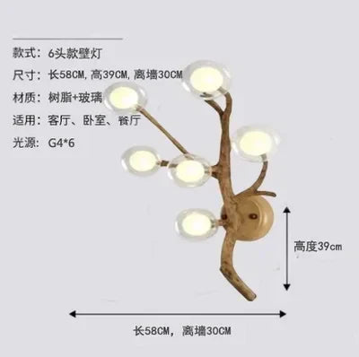 Afralia™ Tree Branch Retro LED Chandelier: Vintage Brown Art Pendant Light for Living Bedroom