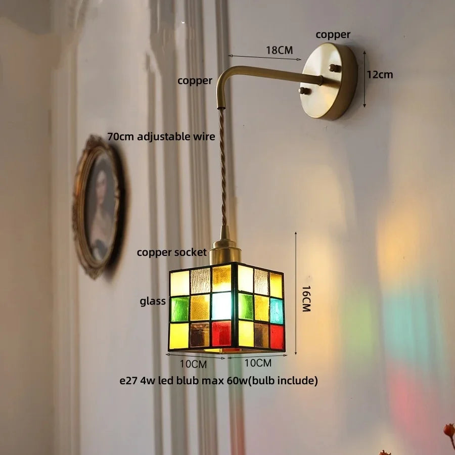 Afralia™ Tiffany Glass LED Wall Light Fixture for Home & Restaurant Décor