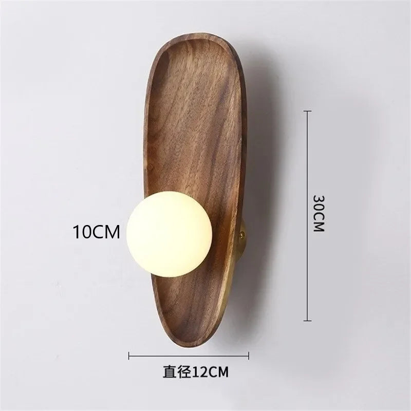 Afralia™ Vintage Wooden Wall Sconce LED Lights for Home Art, Bedroom & Living Room