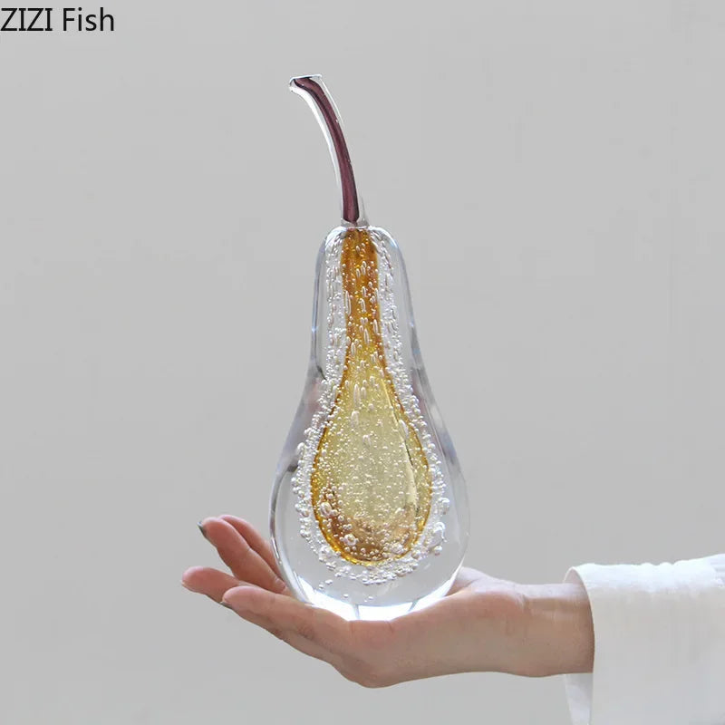 Afralia™ Glass Fruit Sculpture Desk Ornament for Aesthetic Room Decor