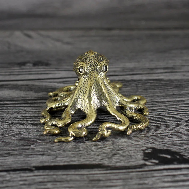 Afralia™ Brass Octopus Sculpture: Golden Metal Home Decor Figurine