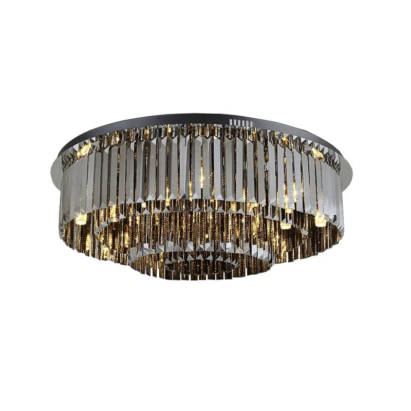 Afralia™ Smoky Grey Crystal Ceiling Light for Living Room Bedroom LED Ambiance