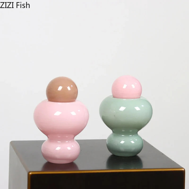 Circular Pink Glass Vase by Afralia™: Elegant Table Decor for Artificial Flowers Arrangement