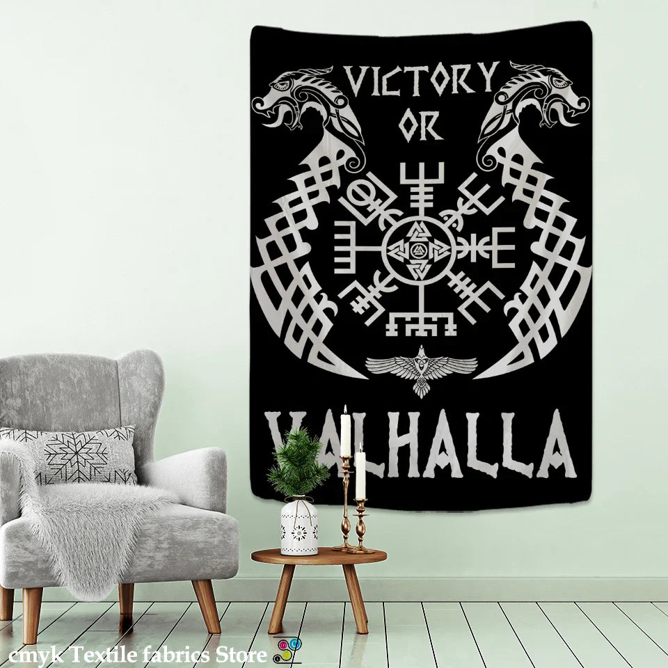 Afralia™ Raven Mystery Tapestry Wall Hanging - Psychedelic Viking Character Design