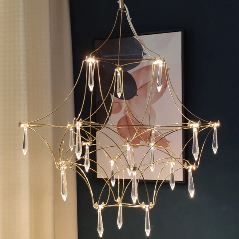 Afralia™ Starry Rain Crystal Chandelier: Luxury LED Lighting Decor for High Floors