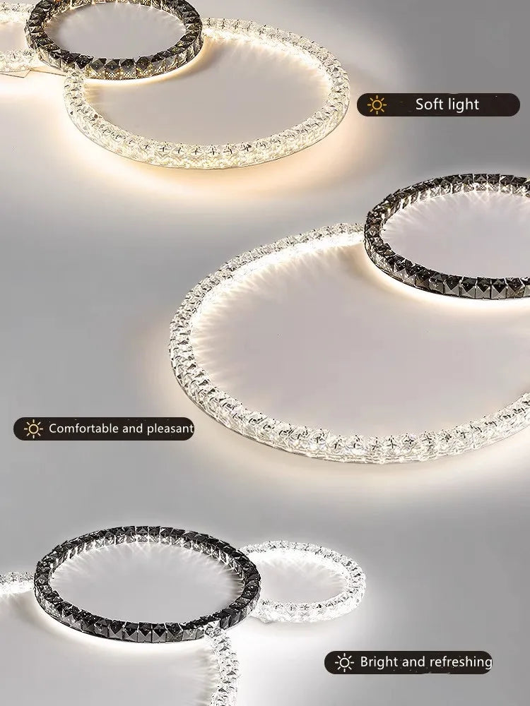 Afralia™ Crystal Ceiling Lights LED Chandelier for Living Room Bedroom - Modern Light Luxury Indoor Luster