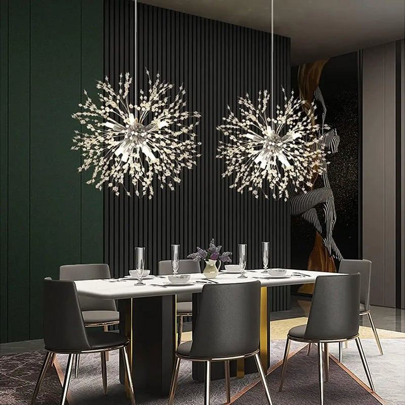 Afralia™ Modern Chrome Crystal Pendant Chandelier for Bedroom Living Room Dining Room