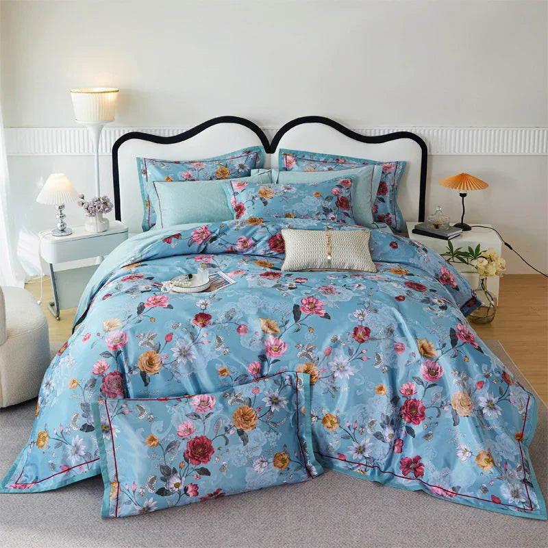 Afralia™ Vintage Floral Jacquard Cotton Wedding Bedding Set with Duvet Cover, Sheet, Pillowcases