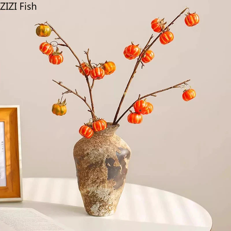 Afralia™ Ceramic Vase: Wabi-sabi Style, Retro Floral Arrangement, Room Decor