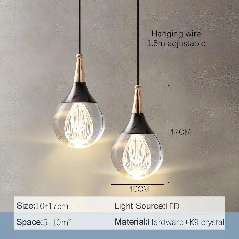 Afralia™ Crystal LED Ball Pendant Chandelier for Dining Room, Bedroom, Kitchen, and Restaurant decor