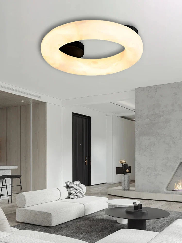 Afralia™ Elegant Alabaster Marble Ceiling Chandelier for Living Room Bedroom