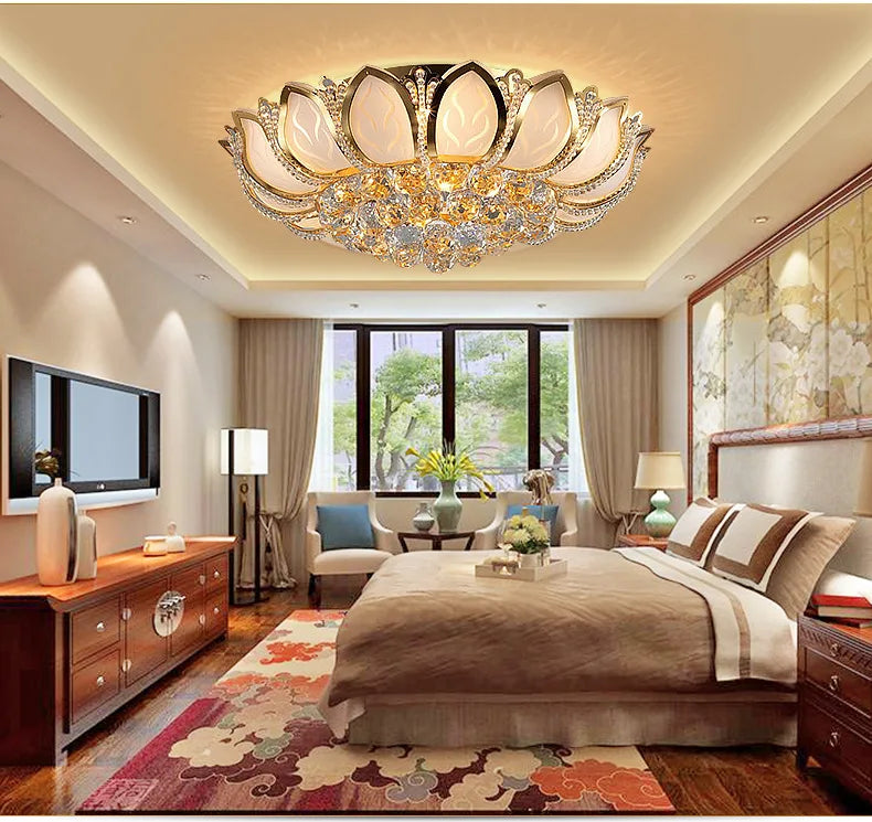 Afralia™ Crystal Ceiling Lights Golden K9 Luxury Lamps
