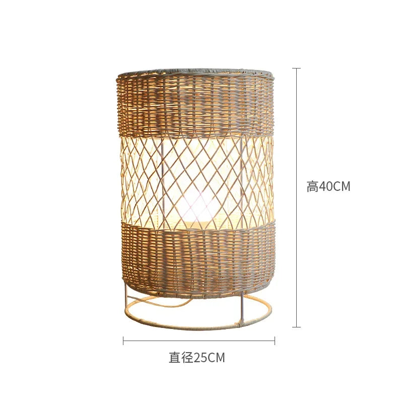 Afralia™ Hand-woven Rattan Floor Lamp: Retro Style for Living Room, Bedroom, Office, Hotel