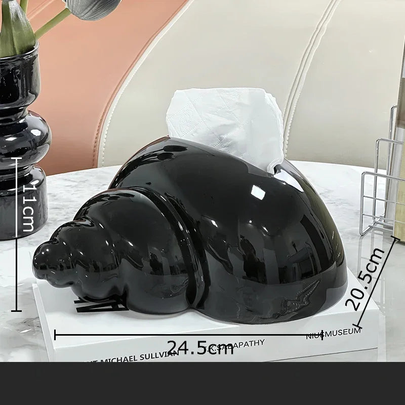 Afralia™ Conch Ceramic Tissue Box - Chic Desk Decoration and Coffee Table Accessory
