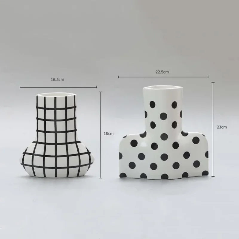 Afralia™ Striped Wave Point Ceramic Vase Home Decoration Pot