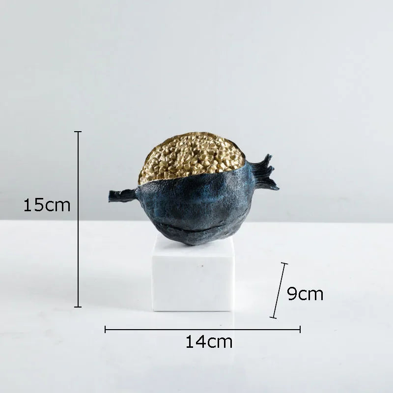 Afralia™ Golden Pomegranate Sculpture Desk Decoration