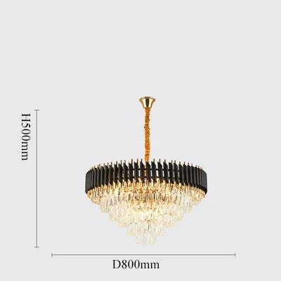 Afralia™ Modern Luxury Black Crystal Chandelier Ring Pendant Light for Living Room