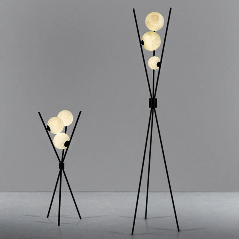 Nordic Moon LED Floor Lamp on Iron Tripod - Afralia™ Modern Living Room Bedroom Decor