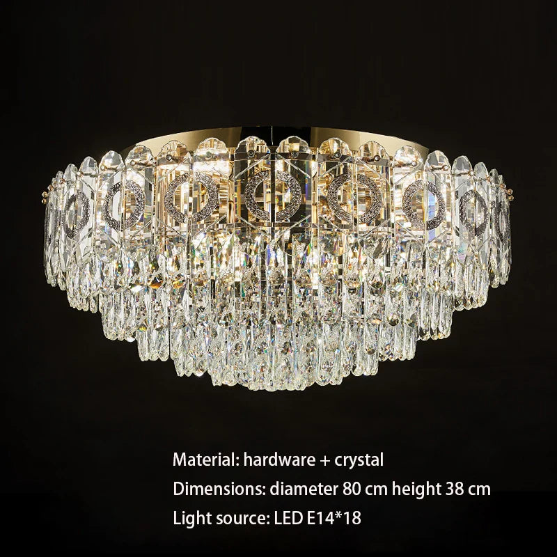 Afralia™ Crystal Ceiling Lamp: Modern Simple Golden Round Light for Living Room, Bedroom, Study
