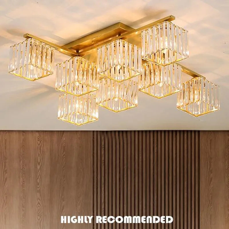 Afralia™ Square Crystal Ceiling Lamp: Modern Lighting for Living Room